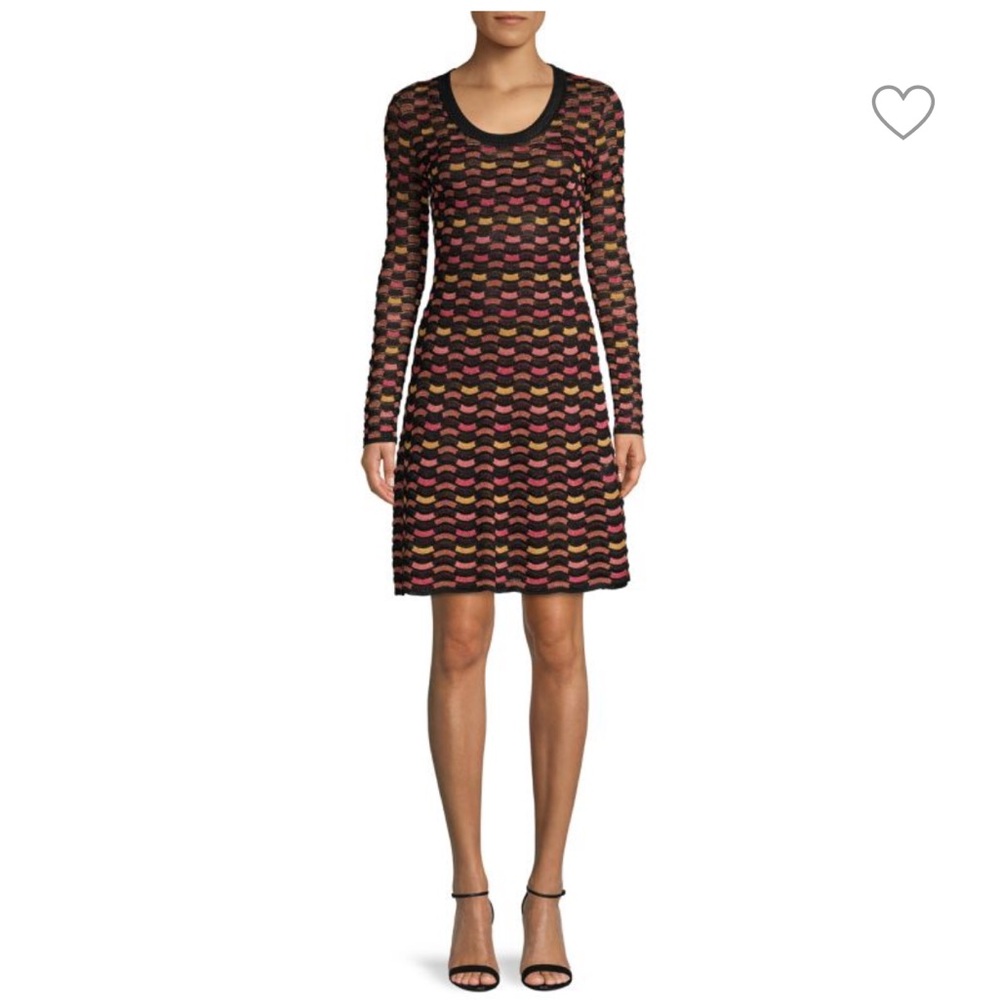 M by Missoni Black Patterned Knit Short Dress